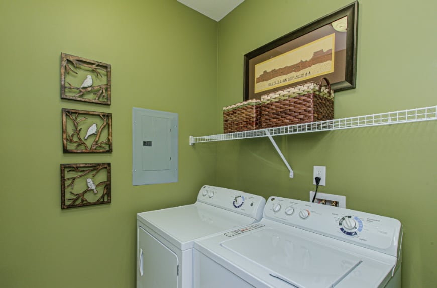 Laundry room in a Carmel townhome.